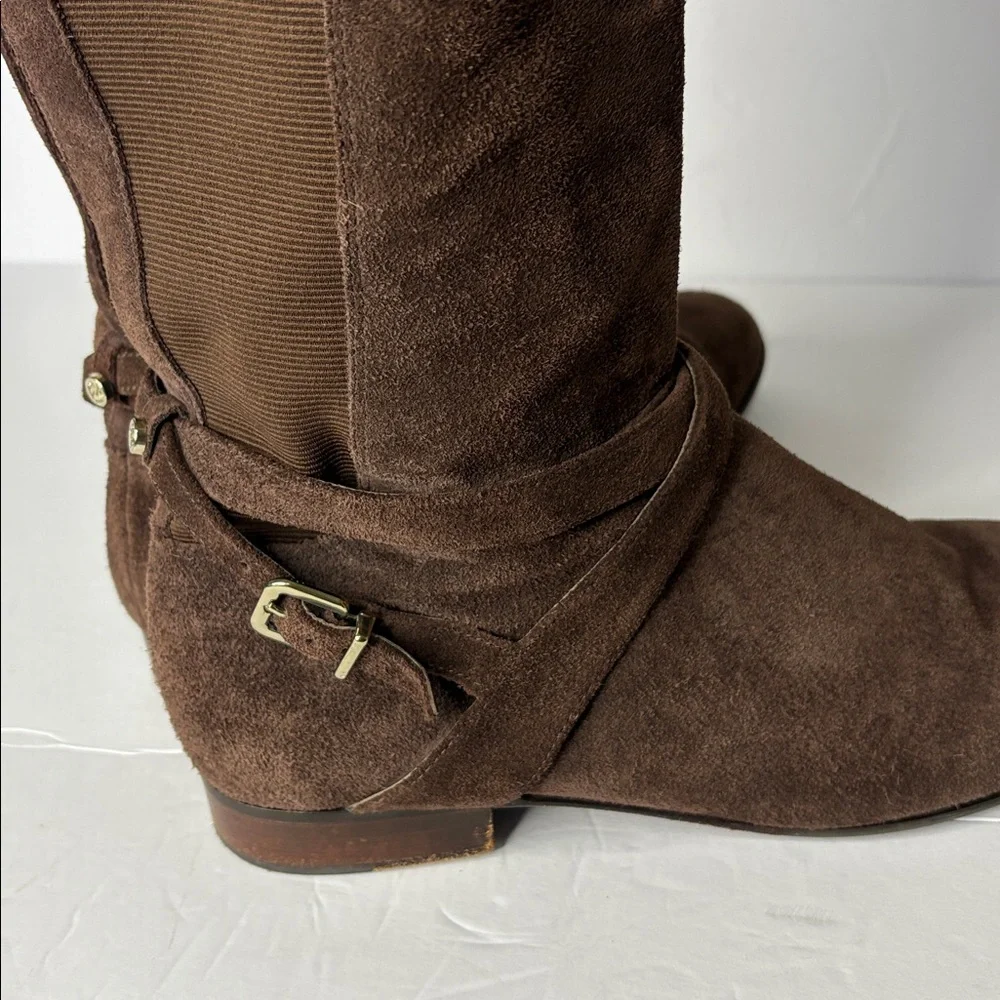 Antonio Melani Brown Suede Over the Knee Boots w/Harness Straps